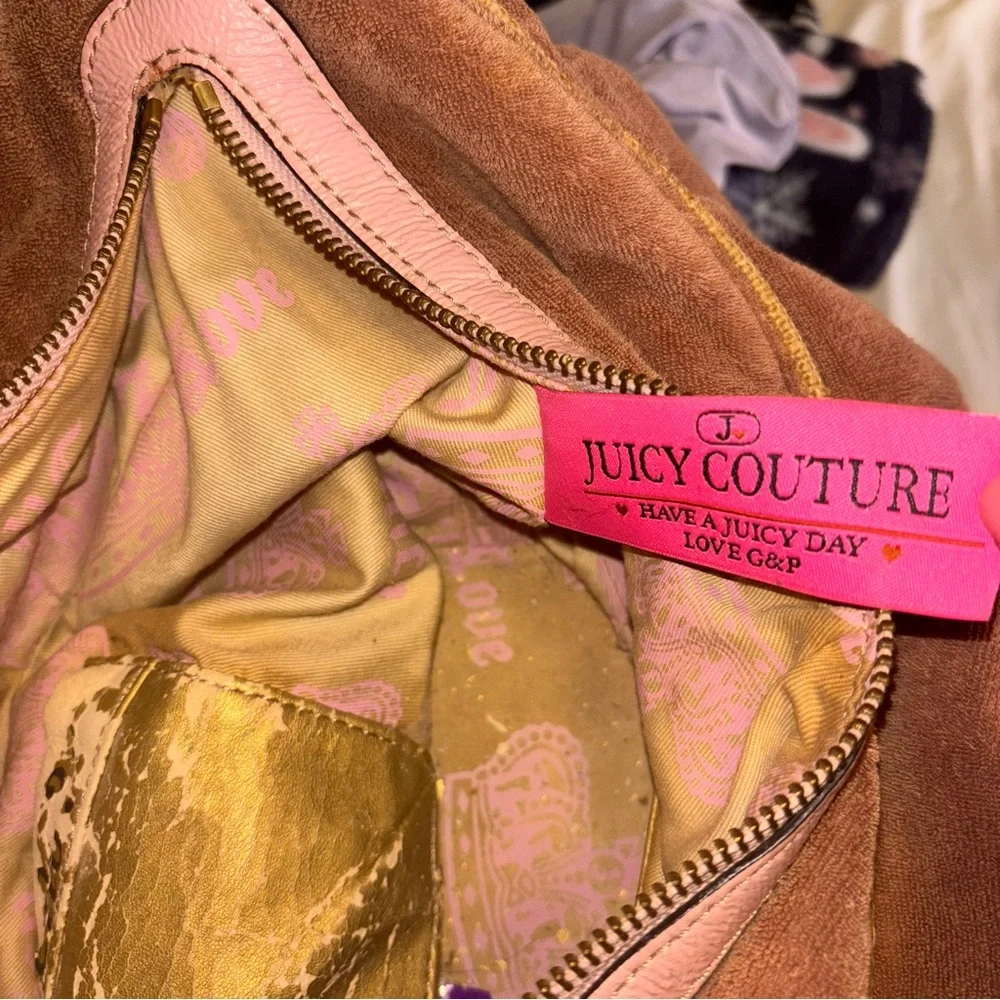 Vintage Y2K juicy couture terry cloth shoulder bag brown and pink